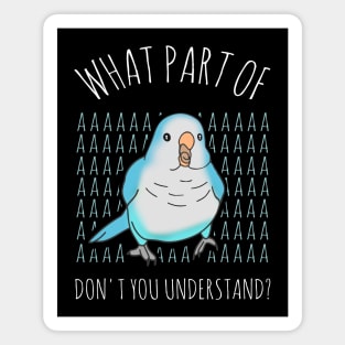 what part of AAAAA don't you understand? Blue quaker parrot Magnet